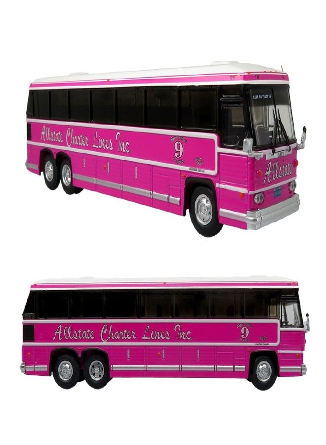 حافلة نقل الركاب بين المدن من طراز MCI MC-9 Crusader II موديل 1980، لونها وردي، تابعة لشركة Allstate Charter Lines Inc.، بمقياس 1/87 (HO)، نموذج مصبوب من المعدن من إنتاج Iconic Replicas، رقم 87-0272 - Image 1